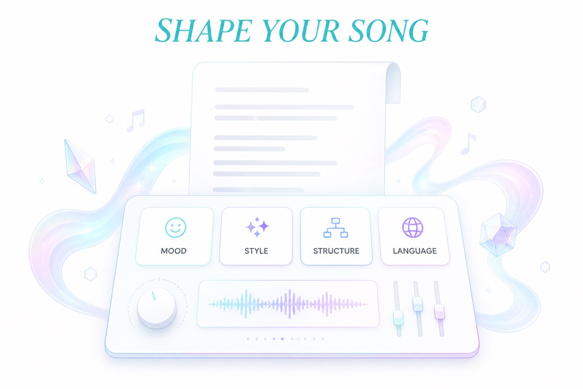 Songwriting controls for lyric mood, style, structure and language