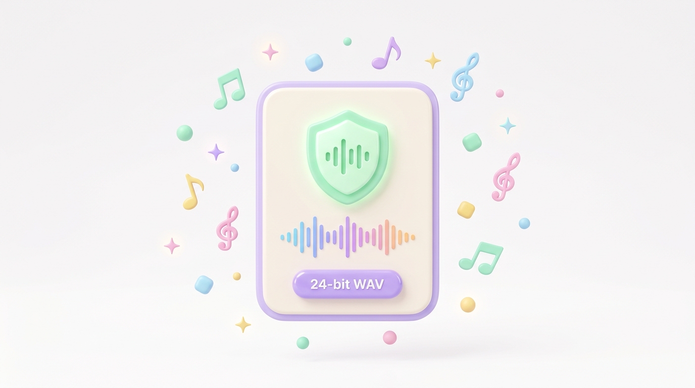 Local on-device Web Audio DSP privacy badge and 24-bit lossless WAV download