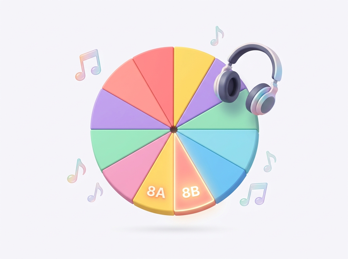 2D flat vector 3D Camelot Wheel for DJ harmonic mixing