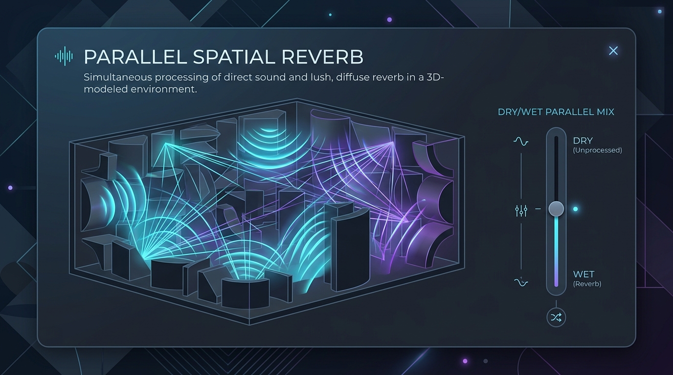 2D flat vector parallel spatial reverb acoustic chamber illustration